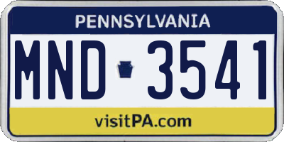 PA license plate MND3541