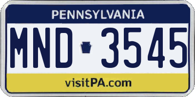 PA license plate MND3545
