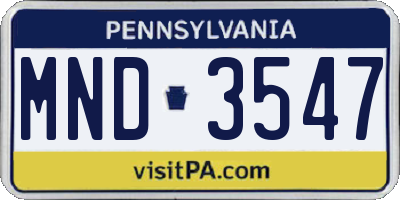 PA license plate MND3547