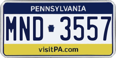 PA license plate MND3557