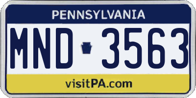 PA license plate MND3563