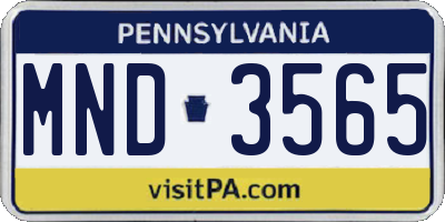 PA license plate MND3565