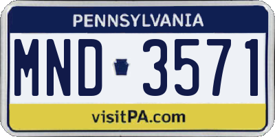 PA license plate MND3571