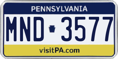 PA license plate MND3577