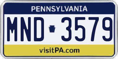 PA license plate MND3579