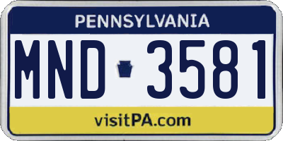 PA license plate MND3581