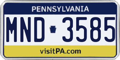 PA license plate MND3585