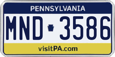 PA license plate MND3586