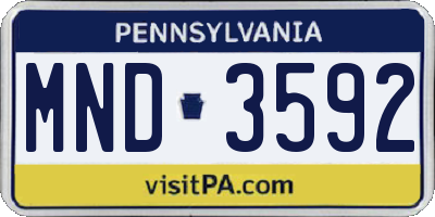 PA license plate MND3592