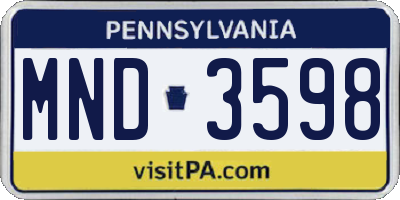 PA license plate MND3598
