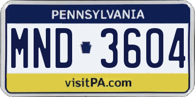 PA license plate MND3604