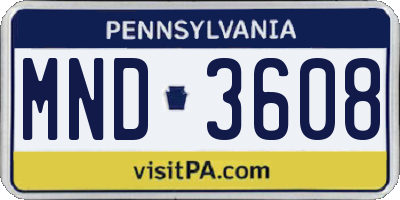 PA license plate MND3608