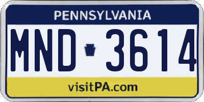 PA license plate MND3614