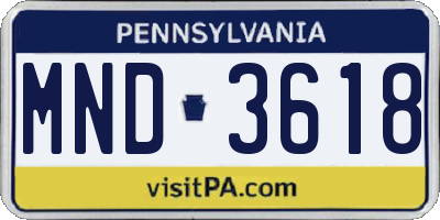 PA license plate MND3618