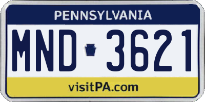 PA license plate MND3621