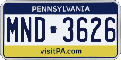 PA license plate MND3626