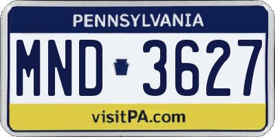 PA license plate MND3627