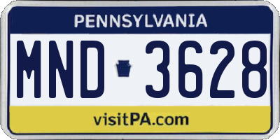 PA license plate MND3628