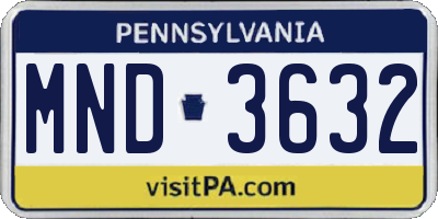 PA license plate MND3632