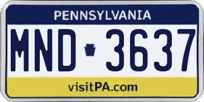 PA license plate MND3637