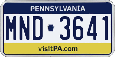 PA license plate MND3641
