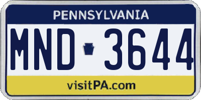 PA license plate MND3644
