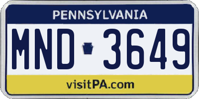 PA license plate MND3649