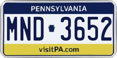 PA license plate MND3652