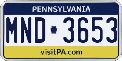 PA license plate MND3653