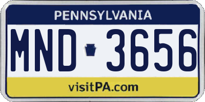 PA license plate MND3656