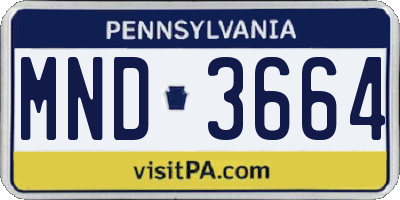 PA license plate MND3664