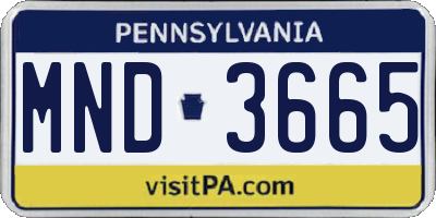 PA license plate MND3665