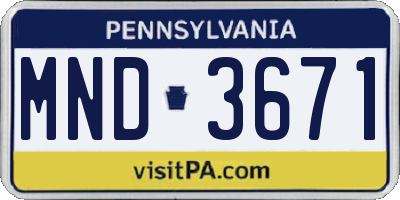PA license plate MND3671