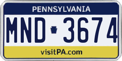 PA license plate MND3674