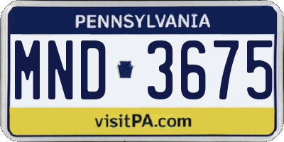 PA license plate MND3675