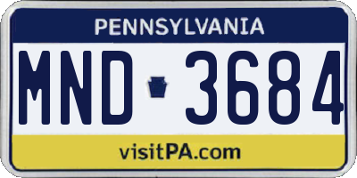 PA license plate MND3684