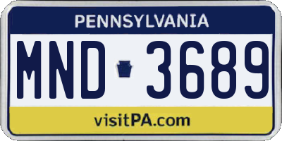 PA license plate MND3689