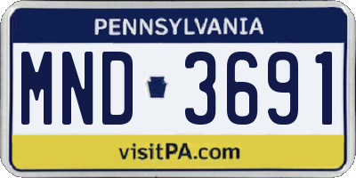 PA license plate MND3691