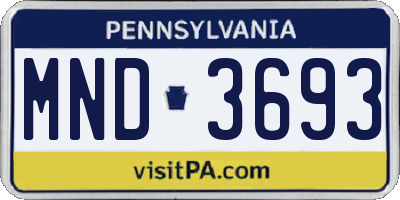PA license plate MND3693
