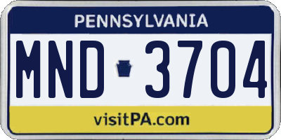 PA license plate MND3704