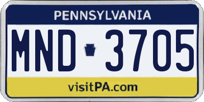 PA license plate MND3705