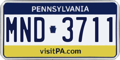 PA license plate MND3711