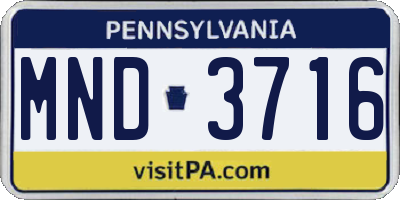 PA license plate MND3716