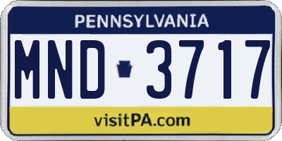 PA license plate MND3717