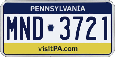 PA license plate MND3721