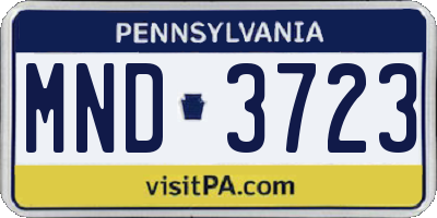 PA license plate MND3723