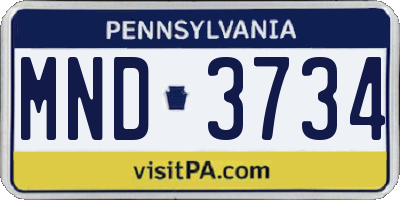 PA license plate MND3734