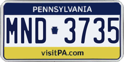 PA license plate MND3735