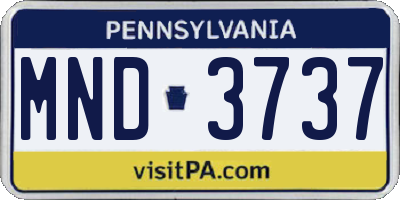 PA license plate MND3737