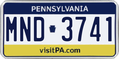 PA license plate MND3741
